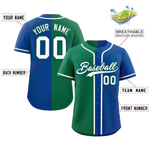 Maillot de baseball unisexe personnalisé bleu-vert uni, col en V, manches courtes, taille élastique, imprimé par sublimation, respirant et anti-humidité - Product Image 4