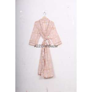 Kimono de Algodón Hecho a Mano con Estampado Floral, Transpirable, Ligero, para Verano e Invierno, Estilo Casual, Largo, para Dormir - Product Image 4