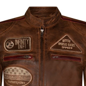 Veste de motard en cuir véritable de peau de mouton de luxe pour homme, col montant classique, fermeture éclair sur le devant, hiver, écologique, respirante, fabrication OEM - Product Image 4