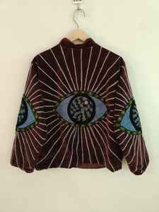 Spiritual Evil <b>Eye</b> <b>Protection</b> Handmade Velvet Suzani Jacket Reversible Eco-Friendly Winter Bohemian Artistic Outerwear Short - Product Image 6
