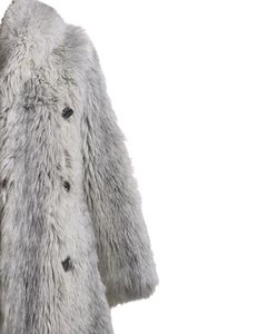 Manteau long élégant en fourrure pour femme, à manches longues, double boutonnage, épais et moelleux, couleur unie, pour l'hiver - Product Image 6