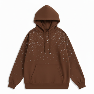 Sweat à capuche en strass, pull premium orné de pierres précieuses avec motifs en cristal détaillés pour les collections streetwear et la mode décontractée - Product Image 1