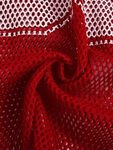<b>Red</b> Mesh Short Sleeve T-Shirt Lightweight Polyester Crew Neck Casual Top Casual Football Jersey Shirts - Product Image 3