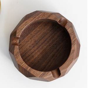 Handcrafted Solid Acacia Cigarette <b>Ashtray</b>, Unique Platonic Ash Tray with Gold Ash Lid, Indoor & Outdoor Decorative <b>Ashtray</b> - Product Image 4