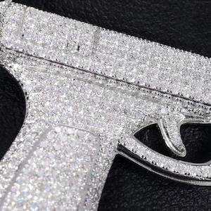 Collier pendentif pistolet Moissanite Iced Out, bijoux de luxe Hip Hop Bling pour hommes - Product Image 3