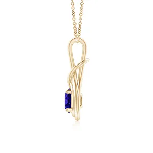 Colgante de Tanzanita Auténtica de 5mm con Nudo Infinito en Oro Sólido de 14k, Engastado con Puntas, Joyería Fina, Piedra de Nacimiento de Diciembre, Gema Azul - Product Image 3