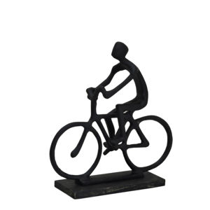 Estatua Moderna Abstracta de Ciclista en Aluminio, Escultura Minimalista de Ciclista con Acabado en Hierro, Figura Decorativa para Hogar u Oficina - Product Image 1