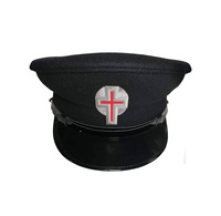 Chapeau de cérémonie maçonnique personnalisé en laine noire avec broderie 3D du blason de la Croix Rouge, casquette de chevalier templier, couvre-chef d'extérieur