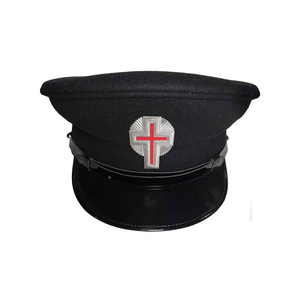 Custom Knights Templar Crown Hat Black <b>Wool</b> Masonic Ceremonial Cap with Red Cross Badge - Product Image 1