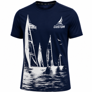 Camiseta de Vela Personalizada de Secado Rápido, Camiseta Deportiva Azul Marino Sublimada, Camiseta de Equipo de Vela Transpirable que Absorbe la Humedad - Product Image 3