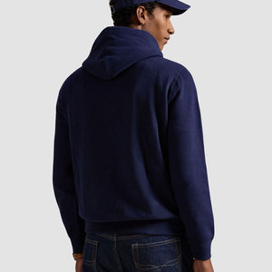 Sudadera con capucha de felpa de algodón gris lisa para hombre, estilo urbano, oversize con hombros caídos - Product Image 6