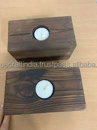 Portavelas FacetGlow moderno hecho a mano de madera de varias formas para decoración del hogar regalos de navidad incluye pilares Tealights - Product Image 3