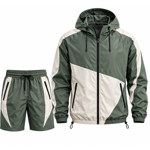 Grace Collection Men's Hooded Quarter-<b>Zip</b> Upper Shorts Set Solid Color Quick Dry Fleece Streetwear Winter Outfit 300g - Product Image 5