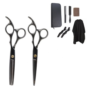 Kit de coiffure professionnel pour la maison pour hommes/femmes, ciseaux à effiler pour barbier/salon, manche en acier tranchant, acier inoxydable, comprend un peigne - Product Image 1