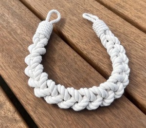 White Cotton Rope <b>Curtain</b> Tieback: Handmade Braided Window Decor - Product Image 1