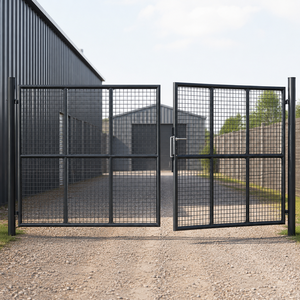 Portail à double battant en treillis métallique noir robuste, portail de clôture en métal thermolaqué pour jardin et allée - Product Image 3