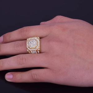 Anillo de Acero Inoxidable Chapado en Oro con Gema de Zirconia Octogonal para Hombre, Estilo Hip Hop, Ideal para Regalo o Fiesta - Product Image 3
