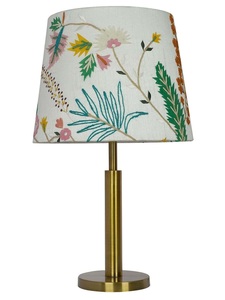 Lámpara de Mesa Metálica Botanical Bloom con Pantalla de Tela Floral Hecha a Mano, Acabado en Latón Antiguo, Iluminación Decorativa Acogedora - Product Image 2