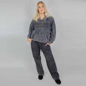 Ensemble sweat à capuche et jogging Moto End Corporation pour femme, en molleton, décontracté, toutes saisons, tricoté, manches longues, coupe ample - Product Image 1