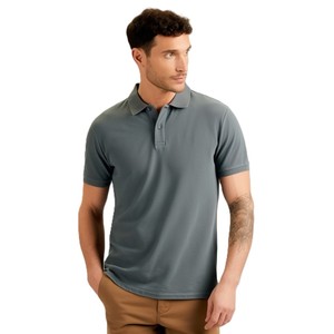 Polo de Manga Corta para Hombre, Color Sólido, Algodón, Transpirable, Casual, Corte Regular, Logotipo Bordado Personalizado, Camiseta de Golf - Product Image 1