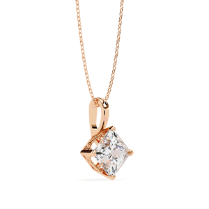 Pendentif solitaire en diamant de culture, or massif 18 carats, bijoux fins pour femme, coupe princesse 3 carats, chaîne incluse - Product Image 4