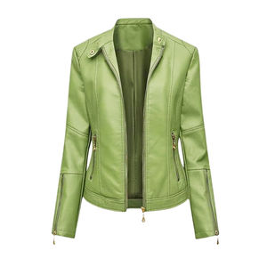Premium Women <b>Long</b>-Length Winter Stand Collar <b>Leather</b> <b>Jacket</b> Customized Logo High Street Genuine <b>Leather</b> OEM Designed Streetwear - Product Image 1