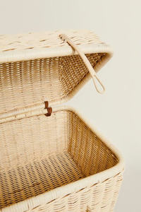 Coffre de rangement en rotin naturel pour enfants, panier de rangement coloré avec couvercle. - Product Image 4