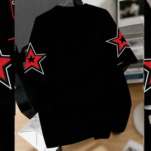 Camiseta de fútbol americano de malla bordada roja y negra al por mayor, con logo personalizado, ropa deportiva, camiseta de juego de temporada, servicio OEM cosido - Product Image 2