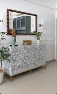 Natural Bone Inlay Patterns Floral Bone Inlay Design Quality Wood Dresser Eclectic <b>Storage</b> Cabinet High-<b>end</b> Bone Inlay - Product Image 6
