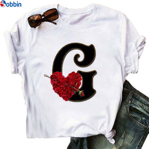 Camiseta de Verano para Mujer, Talla Grande, Estilo Dulce, con Estampado del Alfabeto Inglés, Transpirable, para Parejas, con Letras y Diseño Encantador - Product Image 1