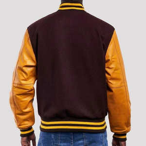 Chaquetas de invierno con mangas de cuero y bordado personalizado, fabricante profesional, chaqueta varsity de alta calidad para hombre - Product Image 6