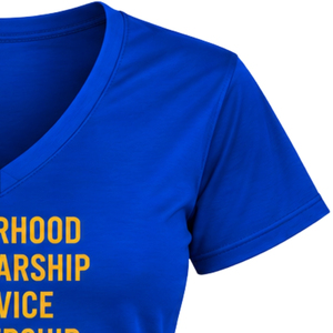 Camiseta Deportiva Personalizada para Mujer SGRHO, Sigma Gamma Rho, Sororidad Griega, Cuello en V, Manga Corta, Venta al Por Mayor - Product Image 5