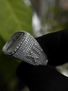 Luxury 925 <b>Sterling</b> <b>Silver</b> Round Brilliant Cut Moissanite Bezel Setting Hip Hop Engagement <b>Ring</b> for Women <b>Men</b> Unisex - Product Image 4