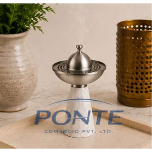 Quemador de Incienso de Mármol Natural Exclusivo con Tapa de Latón, Aromático Árabe Moderno para Oud y Frankincienso, Decoración para el Hogar, Primavera Verano - Product Image 2