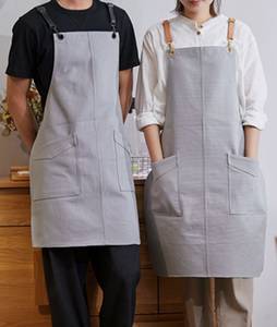 Professional <b>Bar</b> Worker Uniform Canvas Apron Genuine Leather Straps Lightweight Work Vest Adjustable <b>Utility</b> Pockets - Product Image 4