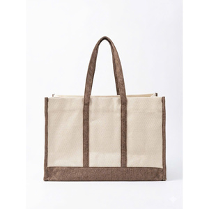Sac fourre-tout en toile robuste MA53, réutilisable, en coton et lin, avec poignées renforcées, pour les courses, l'usage quotidien, les promotions et le shopping - Product Image 3