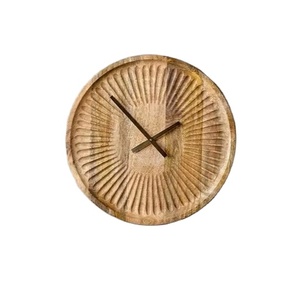 Reloj de Pared de Madera Tallada con Patrón Geométrico, Reloj Moderno para Sala de Estar y Decoración del Hogar, Reloj de Diseño Elegante - Product Image 1