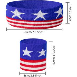 Diadema y Muñequera Deportivas con Bandera Americana - Set de Cintas Absorbentes a Rayas para Baloncesto, Fútbol, Correr, Gimnasio, Ejercicio, Personalizable - Product Image 4