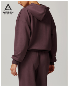 Sudadera con Capucha Extra Grande de Lujo para Mujer AIFRAN, con Logotipo Personalizado, 400g, Algodón Grueso, Sudadera Deportiva Ligera para Gimnasio, Venta al Por Mayor - Product Image 2