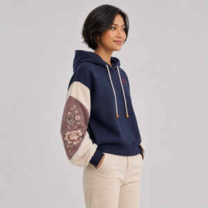 Sweat à capuche brodé pour femme, logo personnalisé, en molleton de coton doux, chaud et respirant, style décontracté streetwear. - Product Image 5