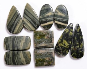 Paires assorties de jaspe zèbre naturel, cabochons lisses et polis, pierres précieuses en vrac, rayées noir et blanc, pour la fabrication de bijoux faits à la main - Product Image 1