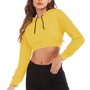 Hoodies courts hautement extensibles de qualité supérieure pour femmes, fabriqués en usine, faible MOQ pour les commandes en gros, sweat à capuche court pour femmes - Product Image 1