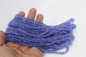 AAA Natural <b>Tanzanite</b> Faceted Rondelle Beads 3-4mm 16 Inches Royal Blue for Jewellery Making Indian Gem Store Customizable - Product Image 2