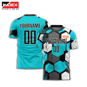 Maillot de football INDEX, vert turquoise et noir, imprimé étoiles géométriques, manches courtes, col rond, polyester respirant, unisexe, adulte, toutes saisons - Product Image 4