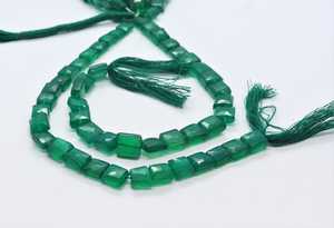 Perles de pierres précieuses en onyx vert naturel facetté, forme chiclet, 7,5-8 mm, perles rectangulaires facettées en onyx vert pour la création de bijoux - Product Image 4