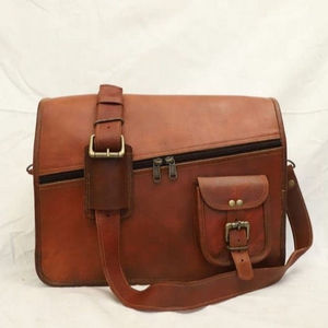 Vintage Genuine Leather Laptop Bag Crossbody <b>Briefcase</b> Zipper Messenger Satchel Waterproof Business Travel Shoulder Case - Product Image 1