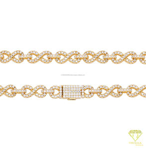 Collier de luxe en argent sterling 925 avec diamants moissanite, chaîne à maillons torsadés, style hip-hop, pour hommes et femmes, vente en gros - Product Image 4