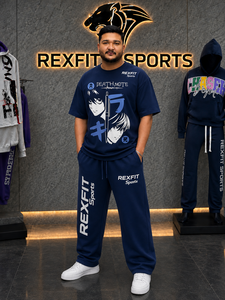 Conjunto de Pantalones Deportivos y Camiseta Gráfica Oversize para Hombre, Chándal Personalizado de Estilo Urbano, Ajuste Regular Informal, Ropa Deportiva de Dos Piezas 100% - Product Image 2