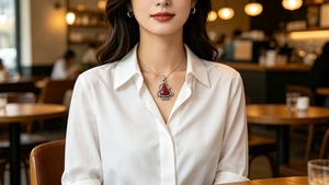 Colgante de Coral en Plata de Ley 925 con Engaste en Forma de Pirámide, Estilo Clásico, Amuleto para Uso Diario de Mujer - Product Image 1