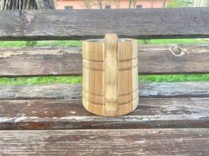 Chope à bière en bois, bouteille d'eau en bois, produit en bois fait main, chope à boire viking en bois poli - Product Image 3